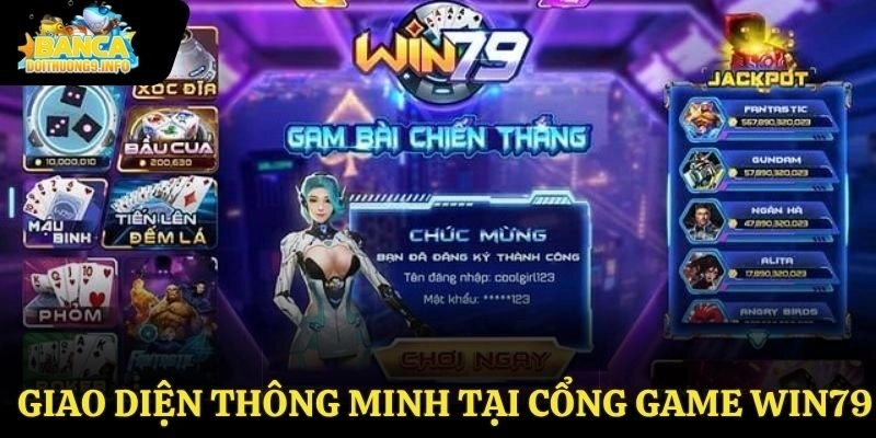 Giao diện thông minh tại cổng game Win79